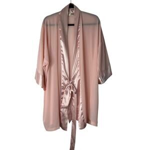 Vintage 90s Gold Label Victoria's Secret Robe Women's One Size Pink Satiny Spa